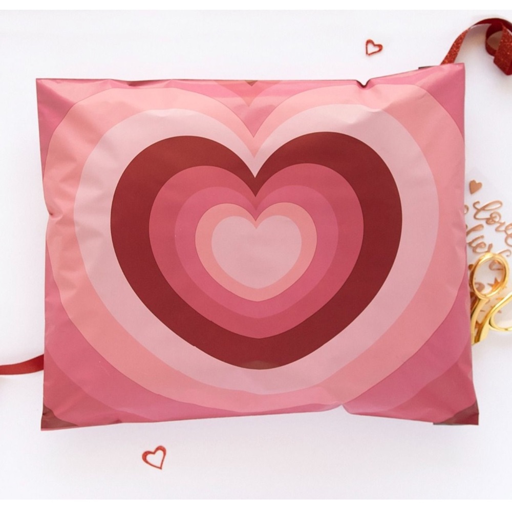 3 SETS LEFT💕10 Designer XL Pink Hearts Poly Mailers - 14 x 17 inch